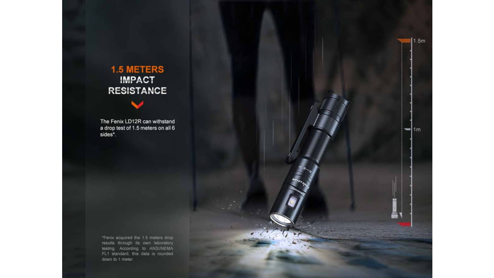 Fenix Lighting LD12R Lithium Ion 600 Lumens Luminus SST20 LED, SC1818C LED Flashlight, Black, LD12RLXBK