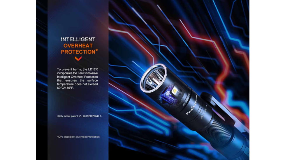 Fenix Lighting LD12R Lithium Ion 600 Lumens Luminus SST20 LED, SC1818C LED Flashlight, Black, LD12RLXBK
