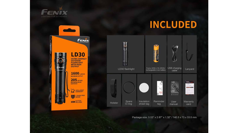 Fenix Lighting LD30 Lithium Ion 1600 Lumens Flashlight