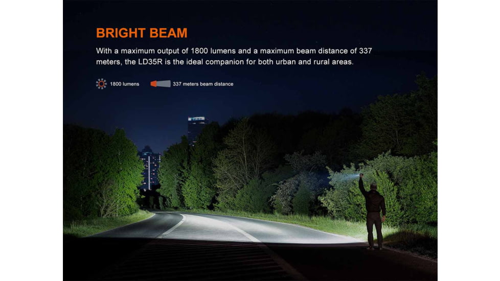 Fenix Lighting LD35R Lithium Ion 1800 Lumens COB, Luminus SST40 Gen2 LED Flashlight, Black, LD35RSBK