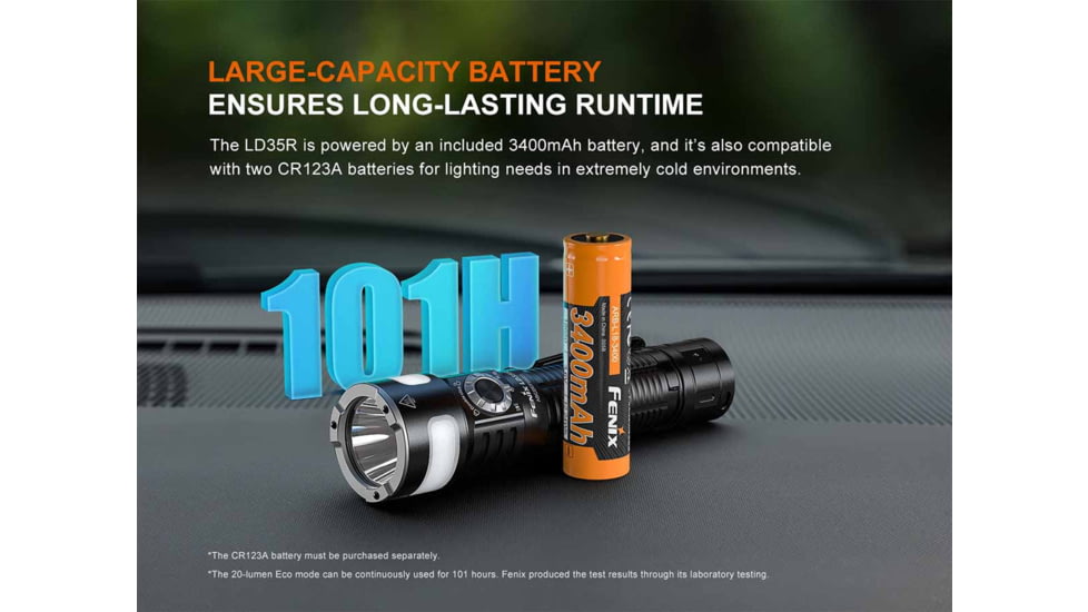 Fenix Lighting LD35R Lithium Ion 1800 Lumens COB, Luminus SST40 Gen2 LED Flashlight, Black, LD35RSBK