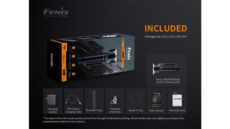 Fenix Lighting LR80R Lithium Ion 18000 Lumens Flashlight
