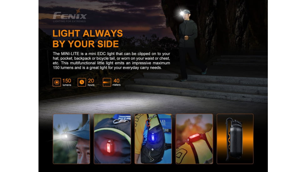 Fenix Lighting MINI-LITE 150 Lumens CA18 LED, Everlight 2835 LED Flashlight, Black, ELTBK