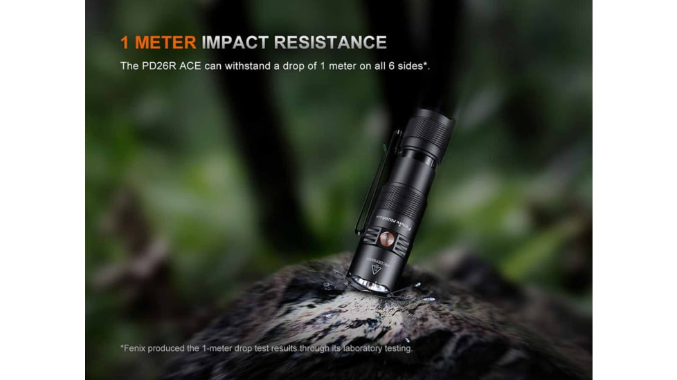 Fenix Lighting PD26R ACE Lithium Ion 1300 Lumens Luminus SFT25R LED Flashlight, Black, PD26RACBK
