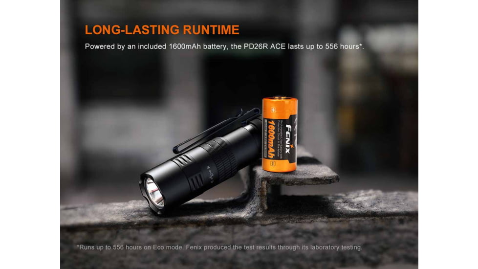 Fenix Lighting PD26R ACE Lithium Ion 1300 Lumens Luminus SFT25R LED Flashlight, Black, PD26RACBK