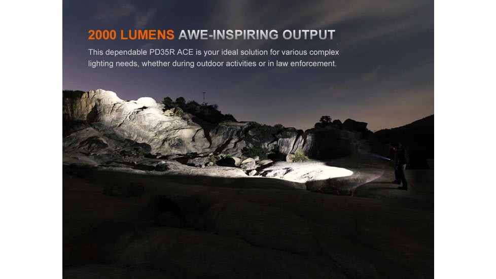 Fenix Lighting PD35R ACE Lithium Ion 2000 Lumens Luminus SFT40 LED Flashlight, Black, PD35RACBK