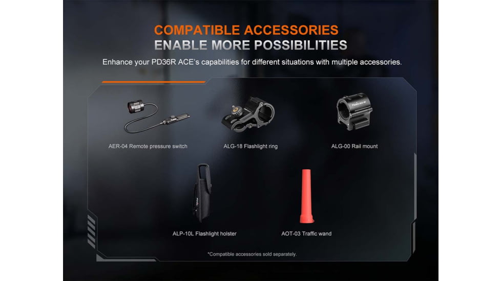 Fenix Lighting PD36R ACE Lithium Ion 3000 Lumens Flashlight, Black, PD36RACBK