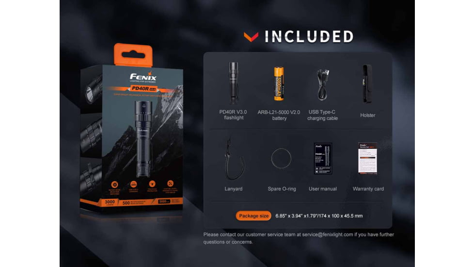Fenix Lighting PD40R V3.0 Lithium Ion 3000 Lumens Flashlight