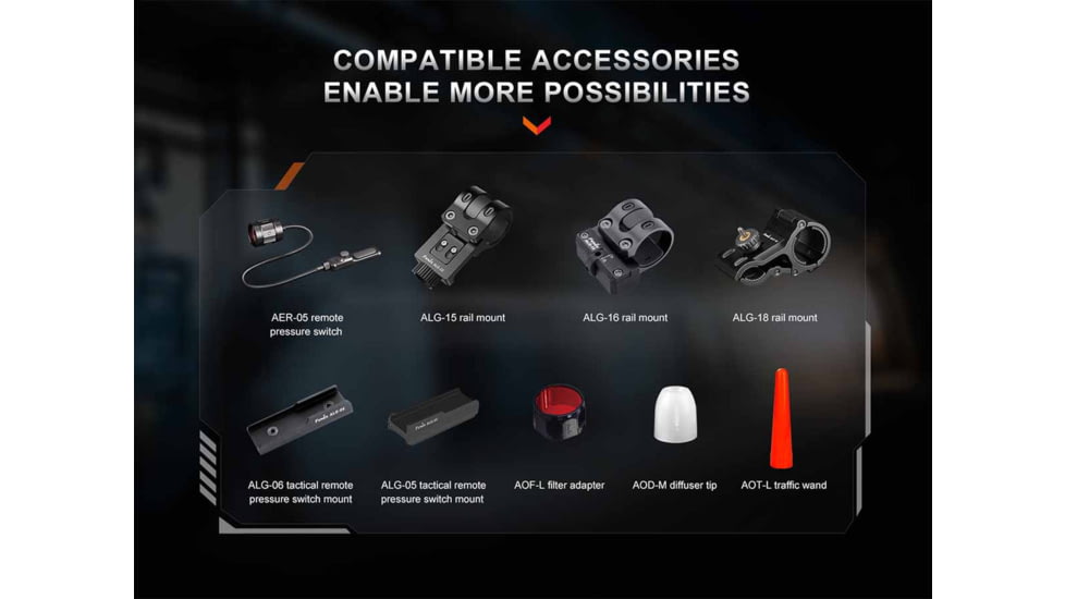Fenix Lighting TK30R Lithium Ion 500 Lumens Laser Module Flashlight, Black, TK30RLSBK