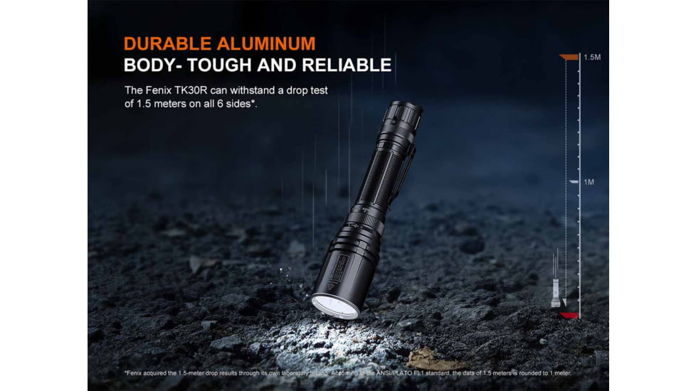 Fenix Lighting TK30R Lithium Ion 500 Lumens Laser Module Flashlight, Black, TK30RLSBK
