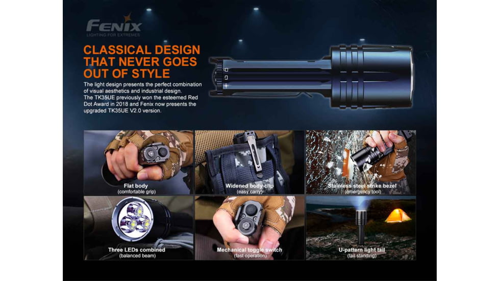 Fenix Lighting TK35UE V2.0 5000 Lumens Luminus SST40 LED Flashlight, Black, TK35V2UE