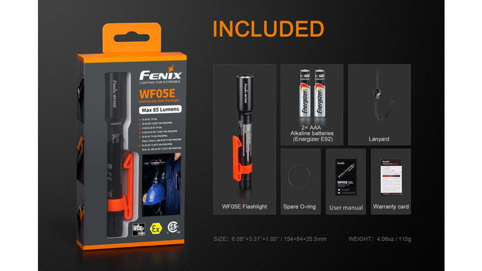 Fenix Lighting WF05E 85 Lumens Cree XP-G2 LED Flashlight, Black, WF05ISBK