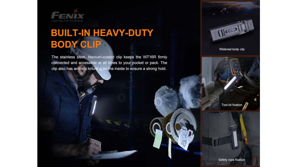 Fenix Lighting WT16R Lithium Ion 300 Lumens CREE XP-E2 LED, COB Flashlight, Black, WT16RXBK