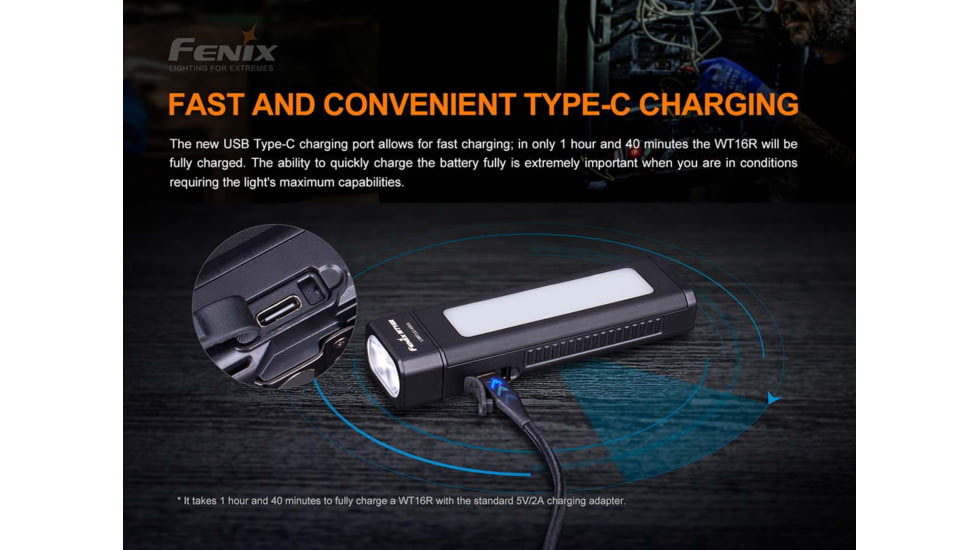 Fenix Lighting WT16R Lithium Ion 300 Lumens CREE XP-E2 LED, COB Flashlight, Black, WT16RXBK