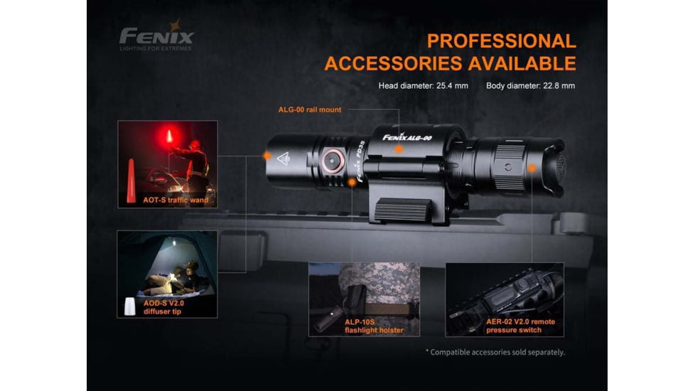Fenix Lighting PD35 V3.0 Lithium Ion 1700 Lumens Luminus SFT40 LED Flashlight, Black, PD35V3BK