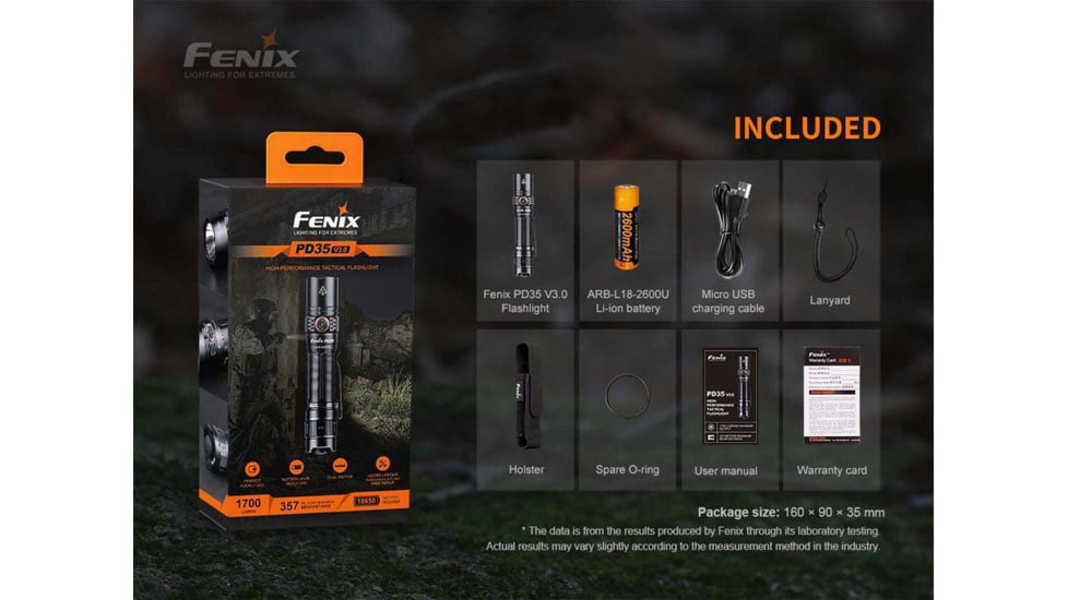 Fenix Lighting PD35 V3.0 Lithium Ion 1700 Lumens Luminus SFT40 LED Flashlight, Black, PD35V3BK