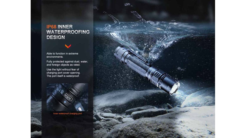 Fenix Lighting PD36R PRO Lithium Ion 2800 Lumens Luminus SFT70 LED Flashlight, Black, PD36PROBK