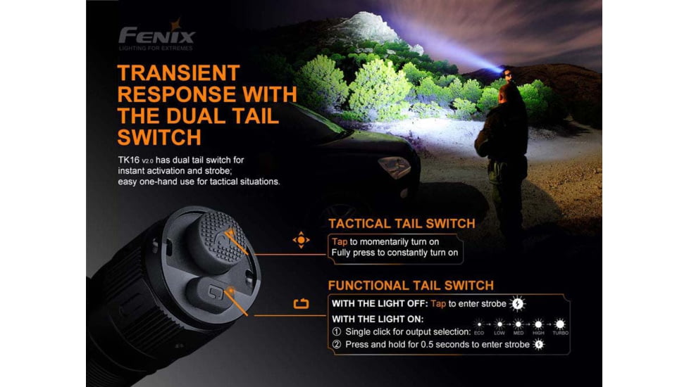 Fenix Lighting TK16 V2.0 Lithium Ion 3100 Lumens Luminus SST70 LED Flashlight, Black, TK16V2BK