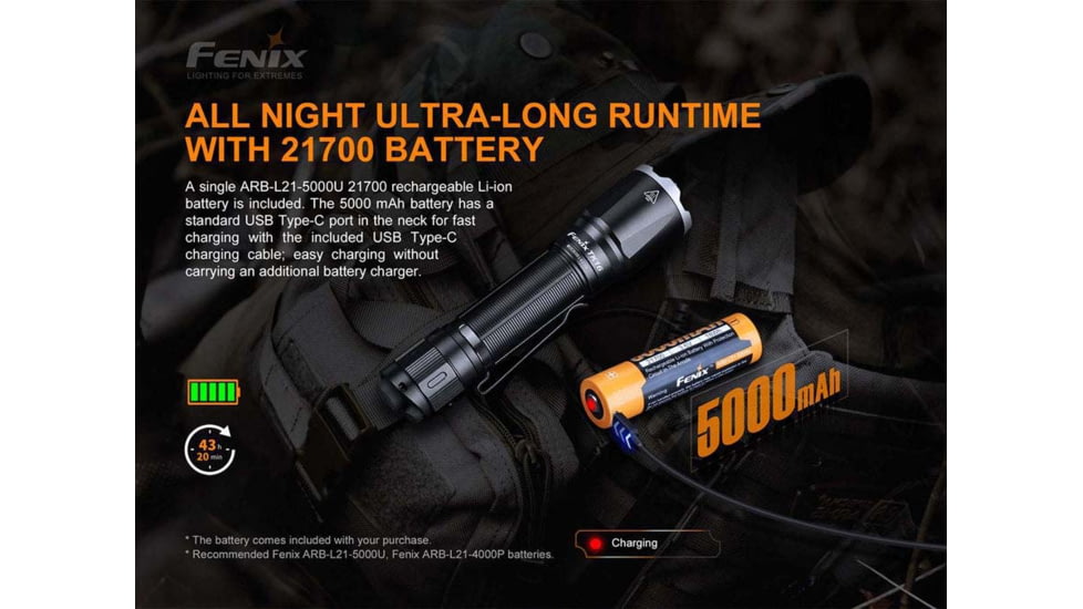 Fenix Lighting TK16 V2.0 Lithium Ion 3100 Lumens Luminus SST70 LED Flashlight, Black, TK16V2BK