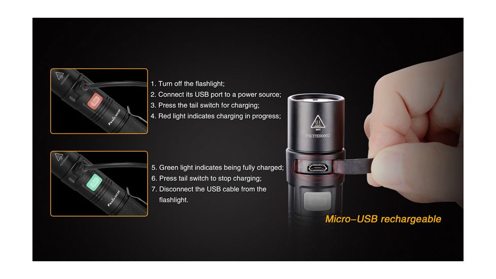 Fenix UC35 High Power Rechargeable Flashlight,960 Lumens,Black UC35L2BK