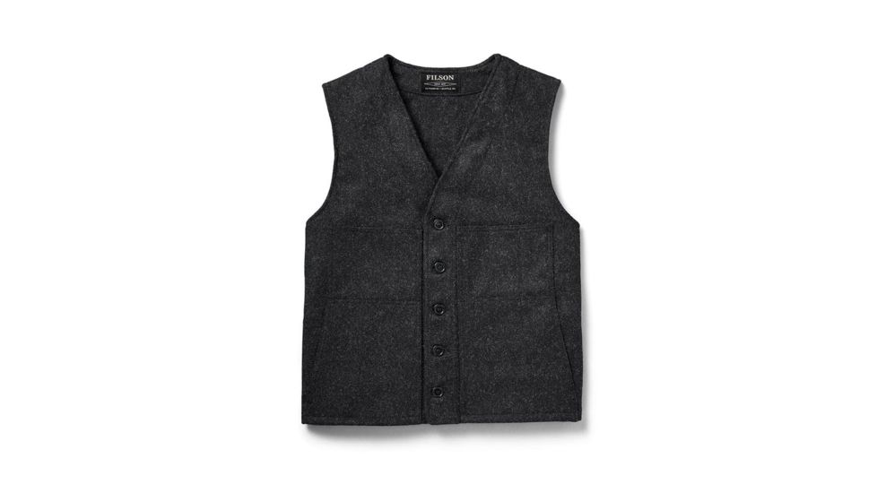 Filson Mackinaw Wool Vest - Extra Long, Charcoal, XXL Long 11010056cl-XXL