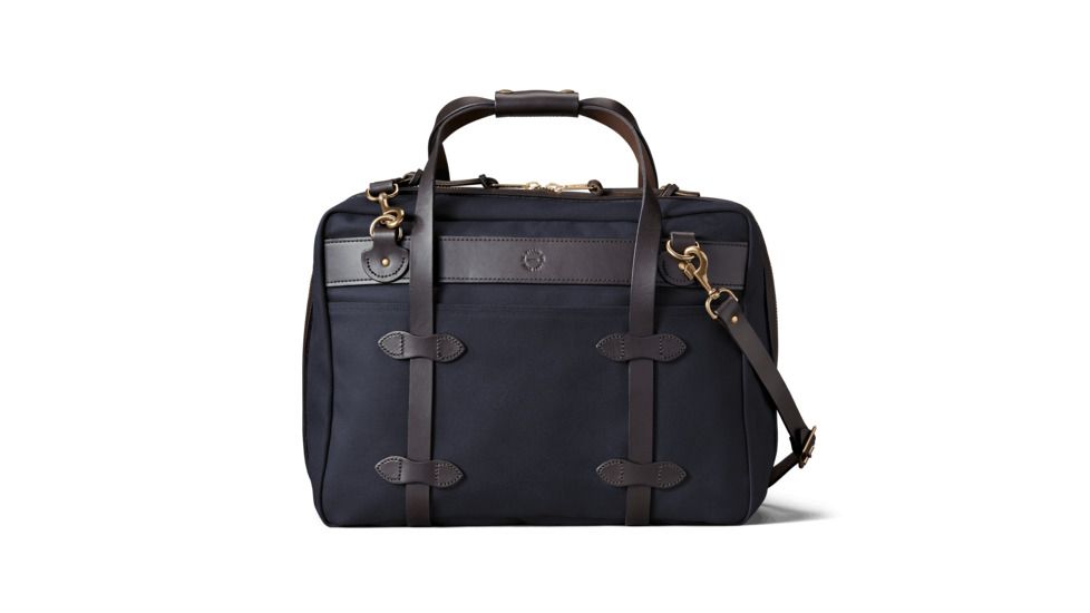 Filson Small Rugged Twill Pullman Suitcase, Navy, One Size, 11070346-Navy-OS - Brass