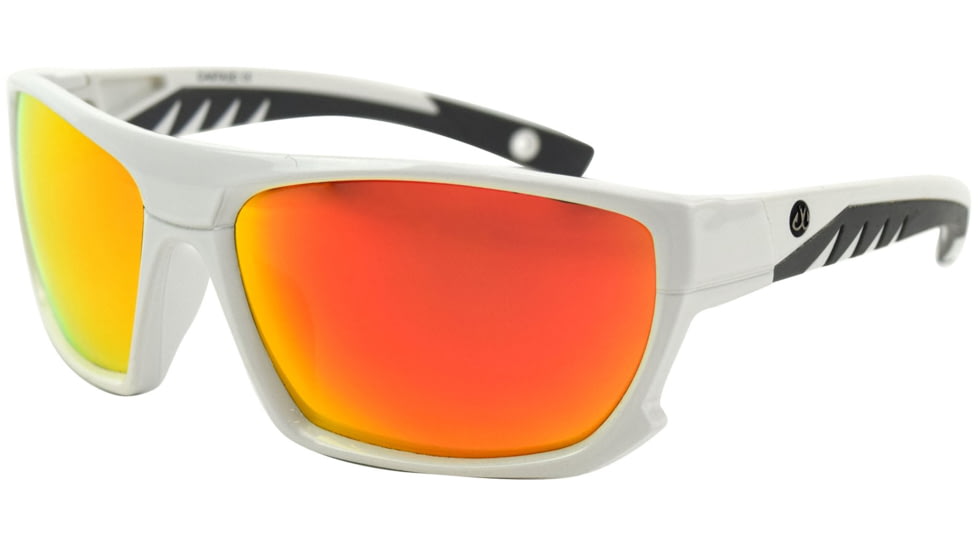 Filthy Anglers Castaic Sunglasses - Mens, White Frame, Polarized w/ Sunburst Red Mirror Lens, CASWHT03P-S