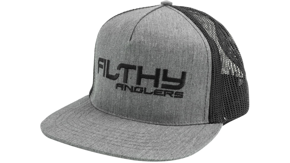 Filthy Anglers Filthy Wording Trucker Hat, Grey, HTF-FILTH-GRY