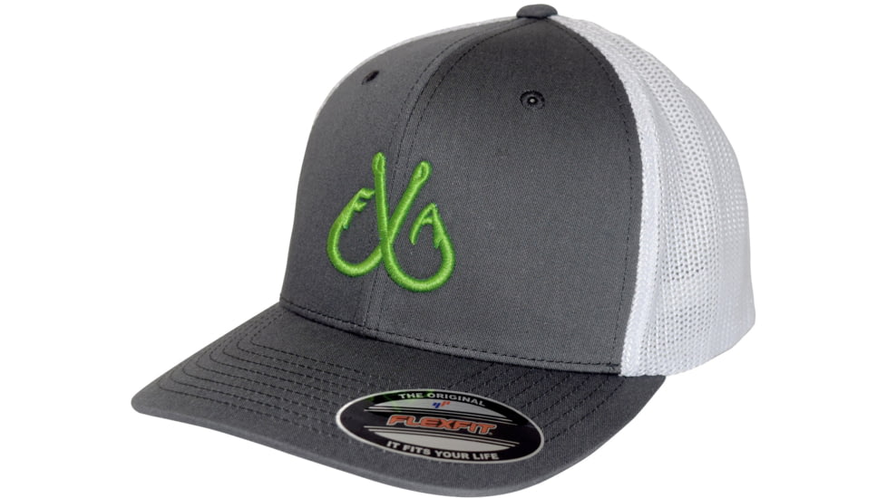 Filthy Anglers Flexfit Trucker Hat - Mens, White/Grey, FFHT-HOOK-CHA