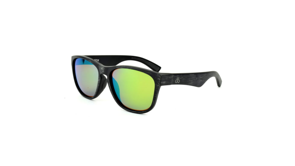 Filthy Anglers Fox Polarized Sunglasses w/ Green Mirror, Matte Black/ Brushed Silver, FOXBSB03P-G