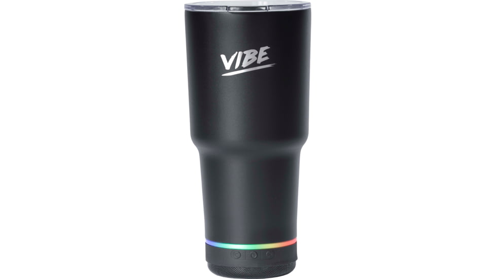Fireside Outdoor Vibe Tumbler with/ Water-Resistant Bluetooth Speaker, Black, 28oz, VIBE-28-BLK