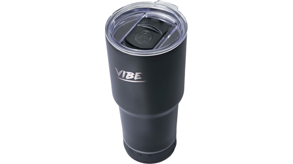 Fireside Outdoor Vibe Tumbler with/ Water-Resistant Bluetooth Speaker, Black, 28oz, VIBE-28-BLK
