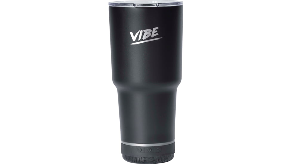 Fireside Outdoor Vibe Tumbler with/ Water-Resistant Bluetooth Speaker, Black, 28oz, VIBE-28-BLK