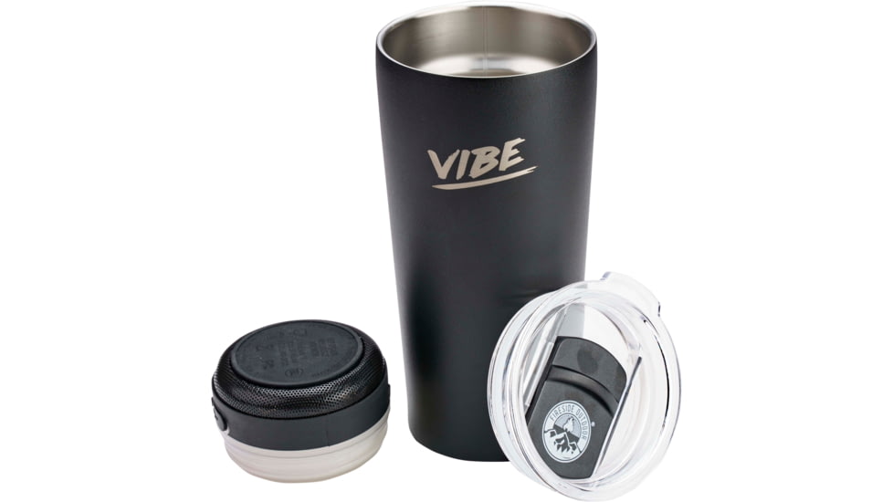 Fireside Outdoor Vibe Tumbler With Water-Resistant Bluetooth Speaker, Black, VIBE-18-BLK