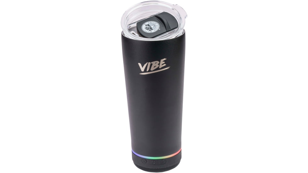 Fireside Outdoor Vibe Tumbler With Water-Resistant Bluetooth Speaker, Black, VIBE-18-BLK