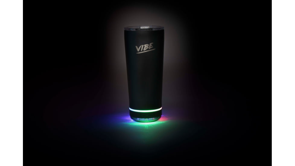 Fireside Outdoor Vibe Tumbler With Water-Resistant Bluetooth Speaker, Black, VIBE-18-BLK
