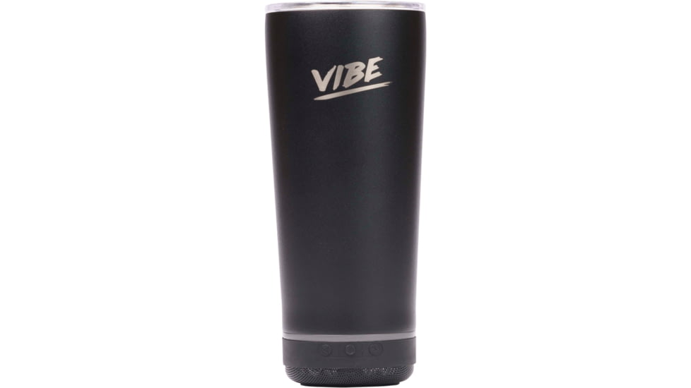 Fireside Outdoor Vibe Tumbler With Water-Resistant Bluetooth Speaker, Black, VIBE-18-BLK