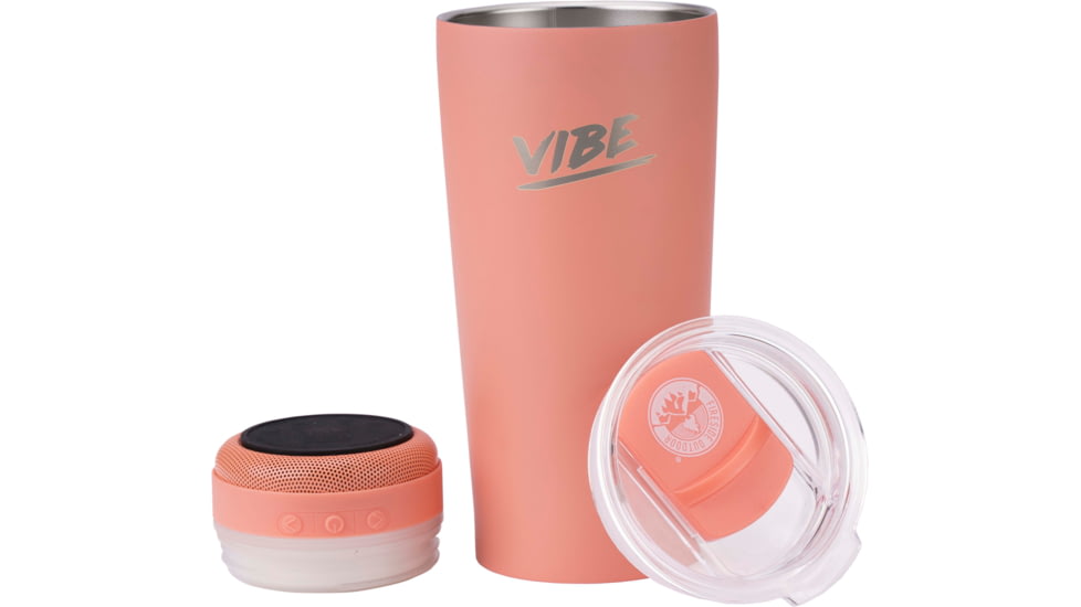 Fireside Outdoor Vibe Tumbler With Water-Resistant Bluetooth Speaker, Coral, VIBE-18-COR