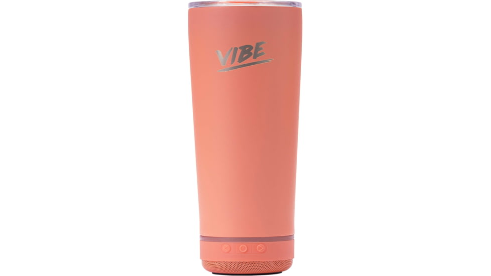 Fireside Outdoor Vibe Tumbler With Water-Resistant Bluetooth Speaker, Coral, VIBE-18-COR