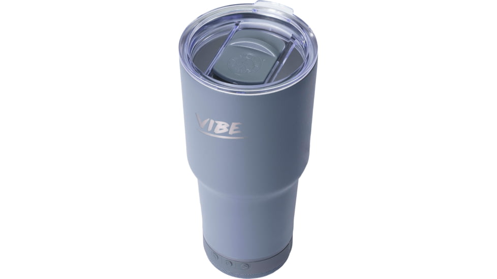 Fireside Outdoor Vibe Tumbler with/ Water-Resistant Bluetooth Speaker, Grey, 28oz, VIBE-28-GRY