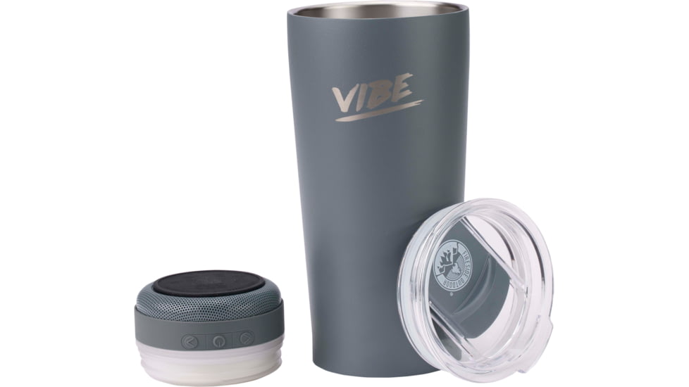 Fireside Outdoor Vibe Tumbler With Water-Resistant Bluetooth Speaker, Grey, VIBE-18-GRY