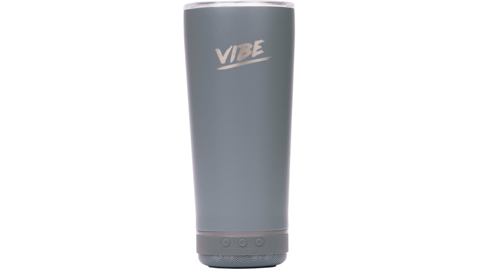 Fireside Outdoor Vibe Tumbler With Water-Resistant Bluetooth Speaker, Grey, VIBE-18-GRY
