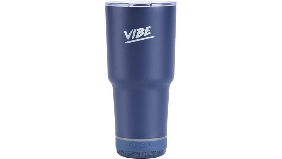Fireside Outdoor Vibe Tumbler with/ Water-Resistant Bluetooth Speaker, Navy Blue, 28oz, VIBE-28-NBLU