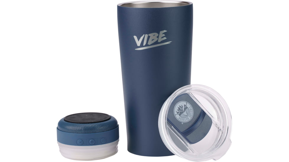 Fireside Outdoor Vibe Tumbler With Water-Resistant Bluetooth Speaker, Navy Blue, VIBE-18-NBLU