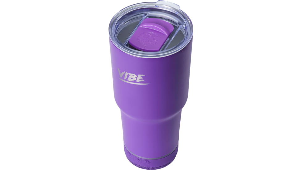 Fireside Outdoor Vibe Tumbler with/ Water-Resistant Bluetooth Speaker, Purple, 28oz, VIBE-28-PUR