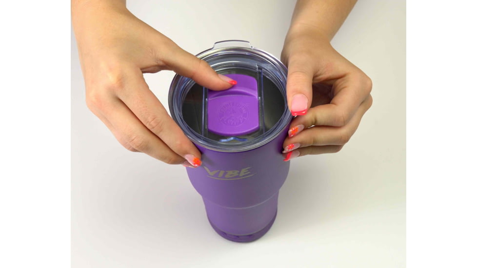 Fireside Outdoor Vibe Tumbler with/ Water-Resistant Bluetooth Speaker, Purple, 28oz, VIBE-28-PUR