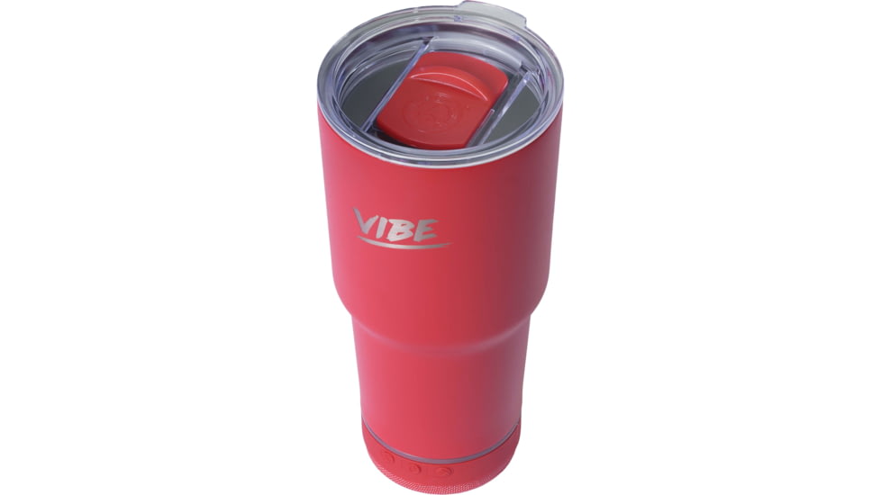 Fireside Outdoor Vibe Tumbler with/ Water-Resistant Bluetooth Speaker, Red, 28oz, VIBE-28-RED