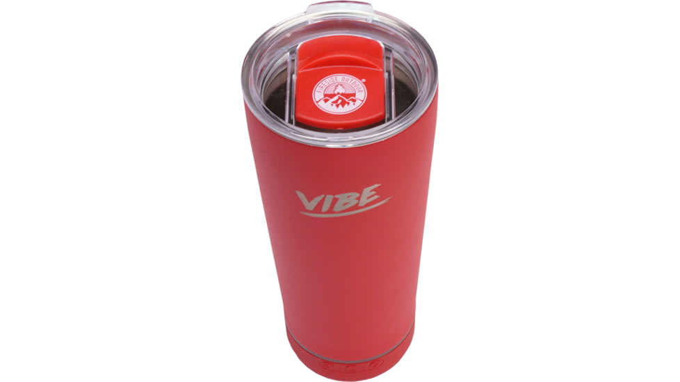 Fireside Outdoor Vibe Tumbler With Water-Resistant Bluetooth Speaker, Red, VIBE-18-RED