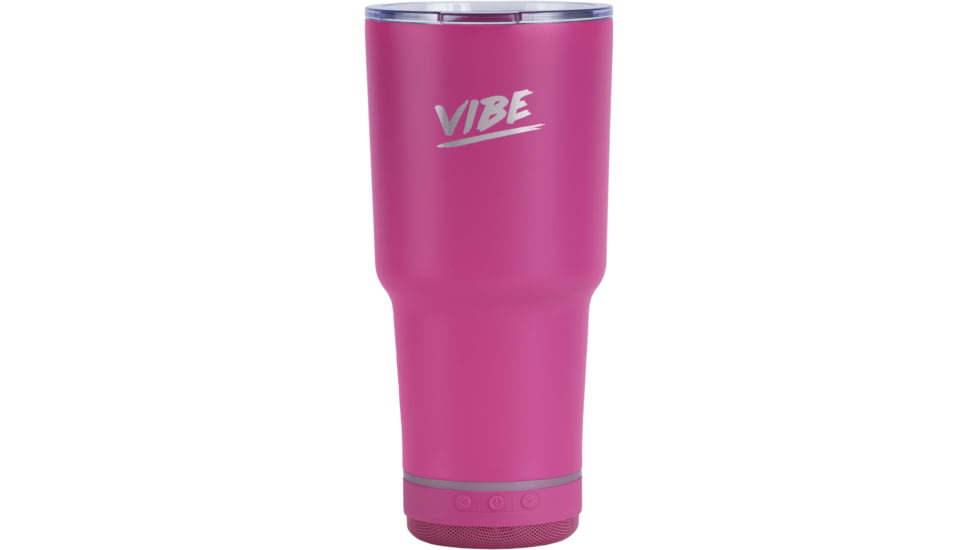 Fireside Outdoor Vibe Tumbler with/ Water-Resistant Bluetooth Speaker, Rosa, 28oz, VIBE-28-ROSA