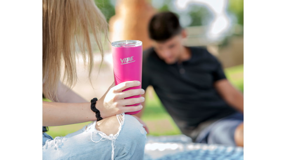 Fireside Outdoor Vibe Tumbler With Water-Resistant Bluetooth Speaker, Rosa, VIBE-18-ROSA